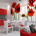 rideaux pour la cuisine avec des coquelicots