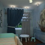 rideaux dans la chambre d'un garçon adolescent bleu