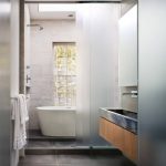 rideau de verre pour la photo de la salle de bain