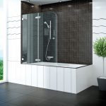 rideaux d'angle en verre pour les idées de salle de bain