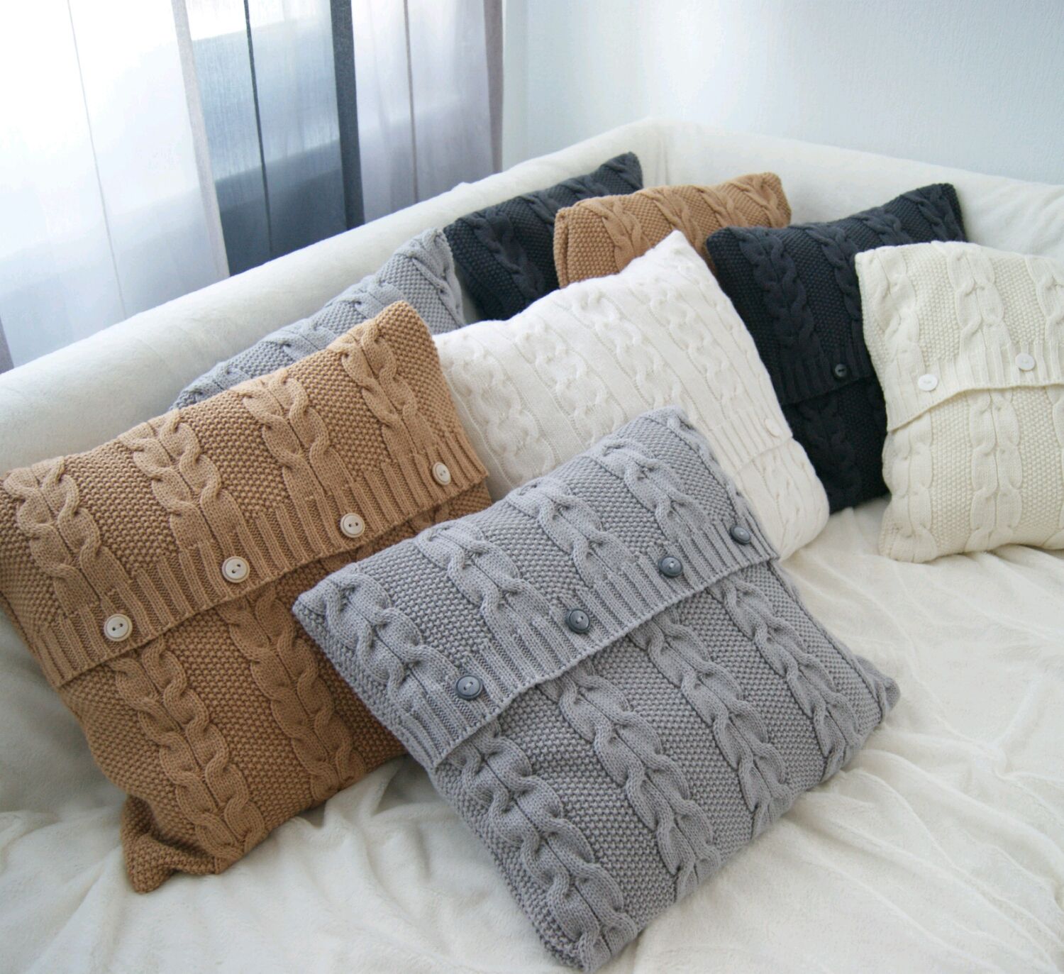 taie d'oreiller en tricot